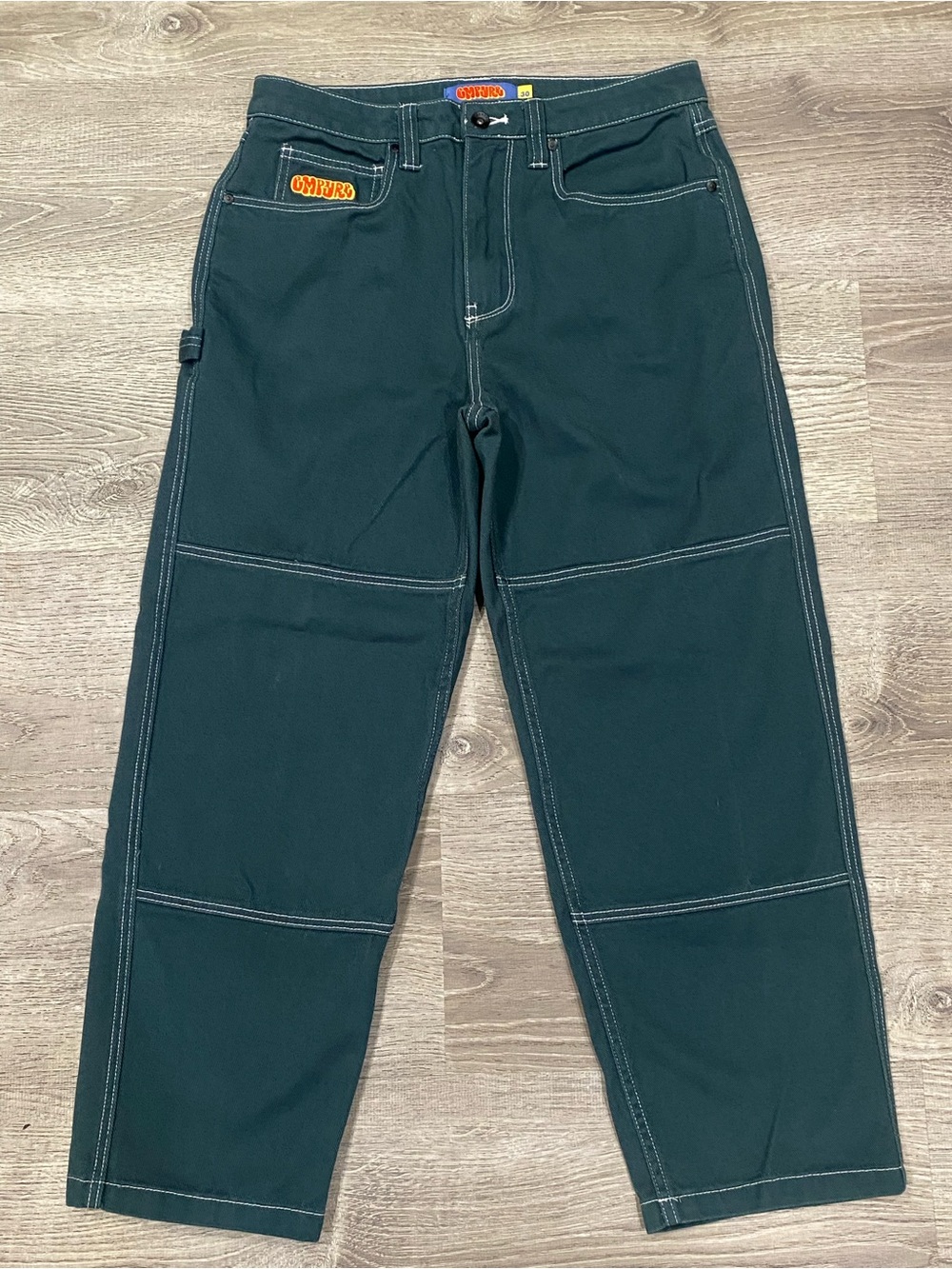Empyre Relaxed Fit Carpenter Skate Pants Emerald Green Double Knee 32x27.5
